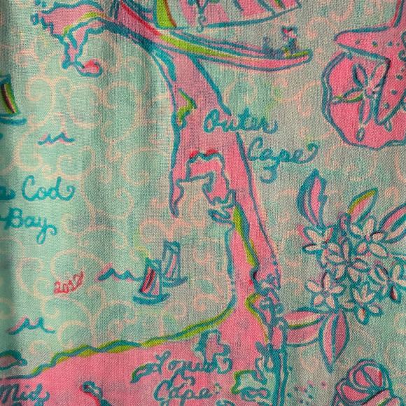 Lilly Pulitzer Retired Murfee‎ 2012 Scarf Turquoise Pink Cape Cod Island Silk - Picture 9 of 11